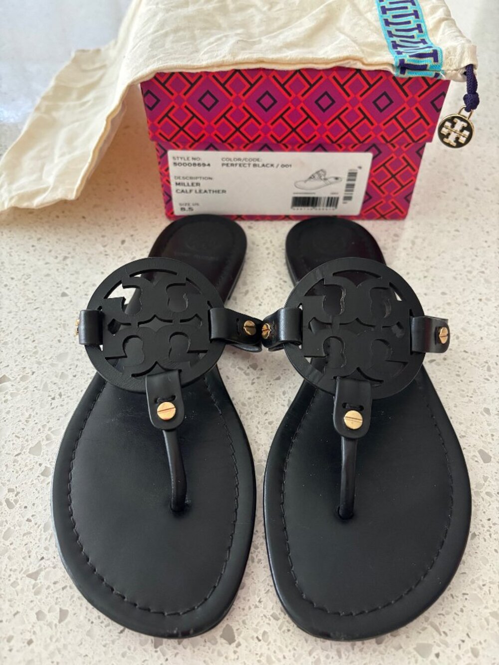 Tory Burch Size 8.5 Black Miller Sandals